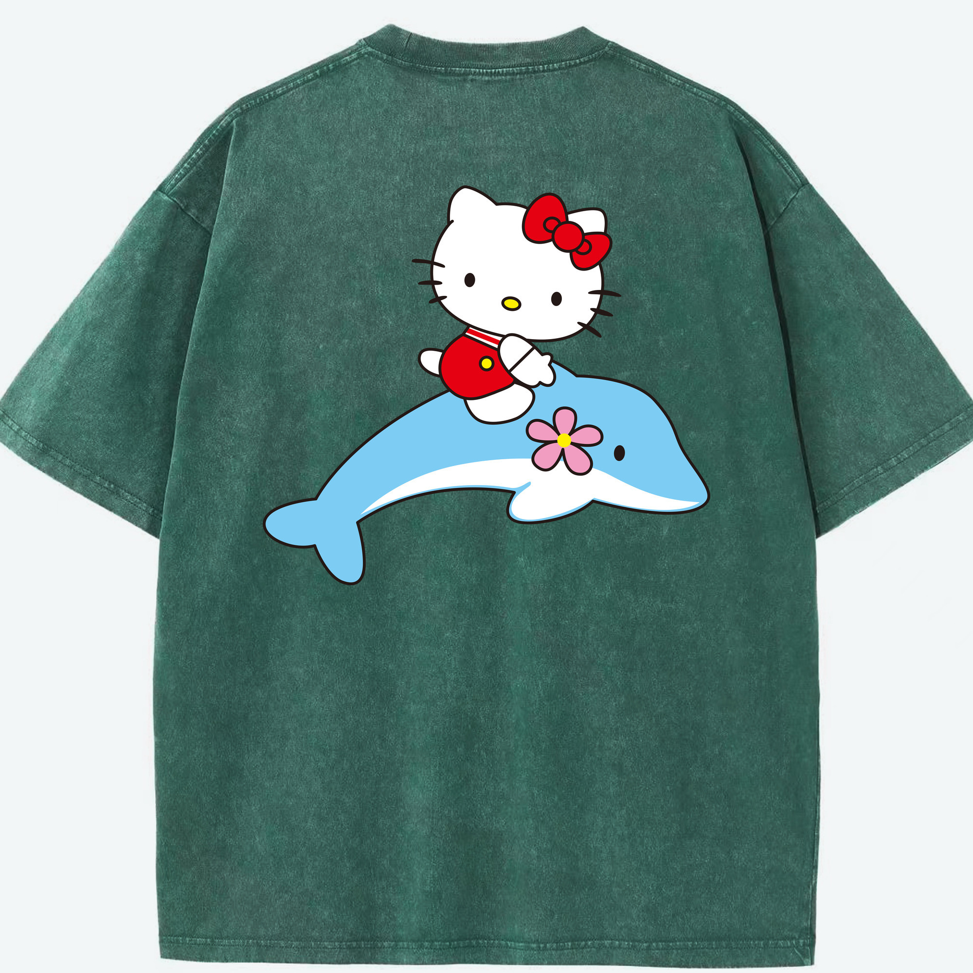 （画像用） Hello Kitty ハローキティ 綿100% ヴィンテージ風 半袖Tシャツ（背面プリント）